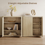 SICOTAS Buffet Cabinet with Storage Sideboard Accent Modern Credenza with Doors & Shelves Fluted 34.6" Tall Media Console Mid Century Coffee Bar Table for Living Room Kitchen Dining Room Hallway