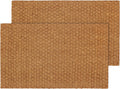 Croft&Cane Woven Coir Doormat – 2 Pack Basketweave Design Non Slip Heavy Duty Back Door Mat - Easy Clean Dirt Trapping Durable Indoor Outdoor Entryway Front Door Mat – 17 x 30 Inches - Natural