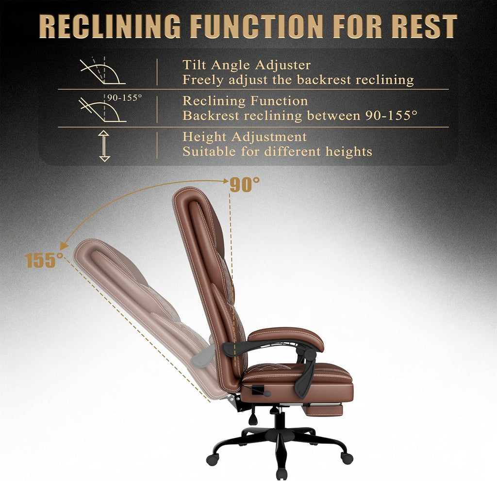 Gaming Chair, Office Chair with Inflatable Lumbar Support, Ergonomic Comfortable Wide Computer Chair with Footrest and Linked Soft Armrests, High Back 3D Enveloping Seat Cushion