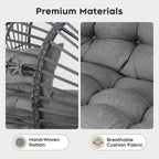 Double Egg Chair with Cup Holder Outdoor Indoor,2 Person Oversized Wicker Lounge Chair with 8” Thicken Cushions & Rain Cover 700lbs for Patio Balcony Porch Living Room