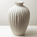 Handmade Ceramic Decorative Vase – Warm White Rustic Textured 10.4” Round Vase with Irregular Waves and Weathered Stone Finish for Home, Office, Farmhouse Decor