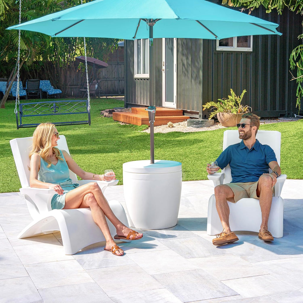 Step2 Vero Adirondack Chair, Stylish Poolside Lounger, Fade-Resistant, Waterproof Patio Furniture for Sun Shelf, Use in Pools up to 9-Inches of Water, Weighted, White