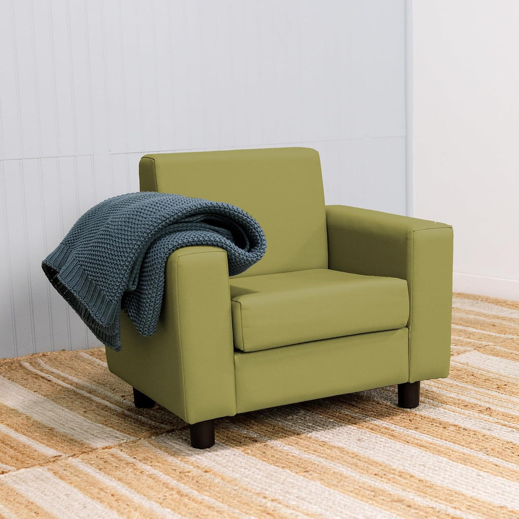 Factory Direct Partners SoftScape Inspired Playtime Classic Reading Chair, Children's Commercial-Grade Upholstered Furniture for Home, Daycare, Preschool, Library Modern Design - Fern Green, 14472-FG