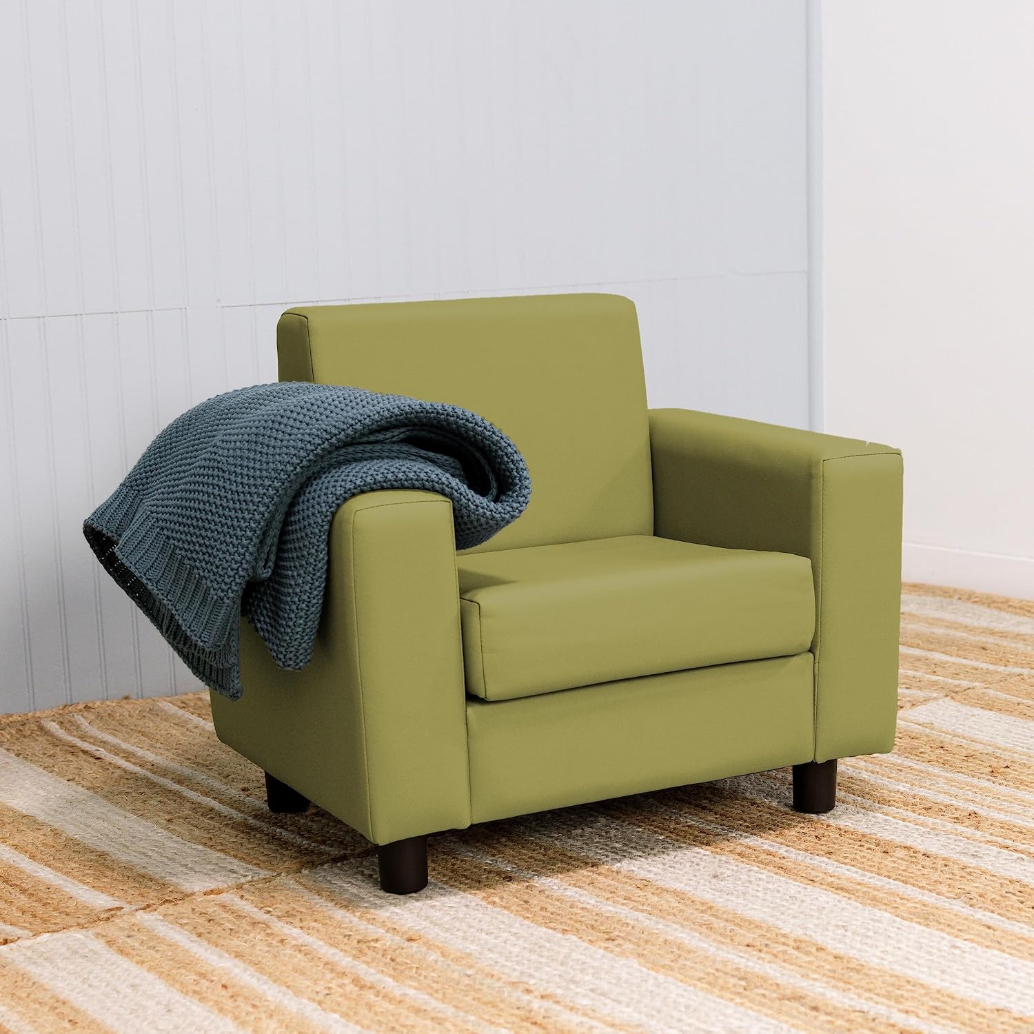 Factory Direct Partners SoftScape Inspired Playtime Classic Reading Chair, Children's Commercial-Grade Upholstered Furniture for Home, Daycare, Preschool, Library Modern Design - Fern Green, 14472-FG