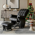 AODAILIHB 360° Swivel Glider Recliner with Ottoman, Nursing Glider Rocking Chair with Foot Rest & 2 Side Pockets for Nursery, Living Room, Bedroom, Office, Black