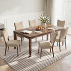 KISLOT Upholstered Dining Chairs Set of 4, Modern Velvet Kitchen Chairs with Solid Wood Legs, High Back Wooden Dining Room Chairs with Dark Walnut Color Legs for Farmhouse Kitchen Dining Room, Brown