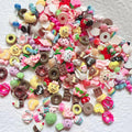 140PCS Nail Art Mixed Resin Decoration Fruit Donut Candy Chocolate Cartoon Shapes Randomly Mixed in one Bag DIY Craft Deco Mini House DIY Deco10301