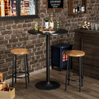 Shahoo Round Bar Table, Cocktail Table with Metal Base & MDF Top, Counter Height Pub Table for Dining Room, Living Room, Kitchen, Bar, Pub, Cafe, Black