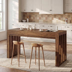 Tribesigns 63-lnch Counter Height Bar Table, Farmhouse Bar Height Table, Rectangular Long Dining Pub Table for Dining Room, Home Bar, Restaurant, Rustic Brown