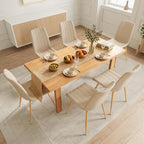 High Back Upholstered Dining Chairs Set of 4, Beige | Breathable Linen Fabric, Sturdy Metal Frame, Modern Dining Chairs for Kitchen Dining Room & Cafe, 300lbs Capacity, Save-space