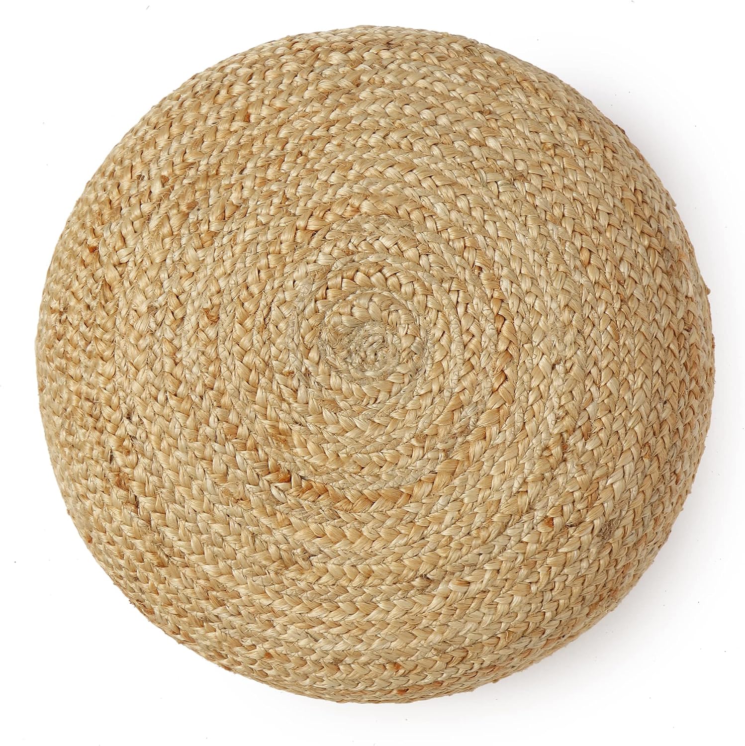 · REDEARTH · Jute Circular Low Pouf Ottoman - Boho Foot Stool - Natural | Jute, 18"x18"x10"; Braided Jute Pouf, Accent Sitting Doubles as Foot Rest; Great for Living Room, Patio, Outdoor, Bedroom