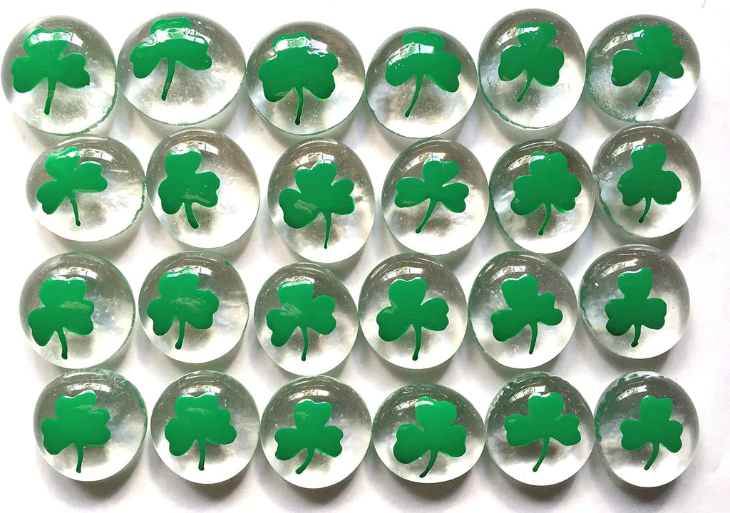 Handpainted Glass Gems Party Favor, Party Decoration, Wedding Decor, Memento, Party Bag Fillers, Crafts & More! (Shamrock)
