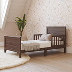 Child Craft Woodland Toddler Bed and Nightstand Bedroom Furniture Set, 2 Piece, Low to Ground Design (Brushed Truffle)