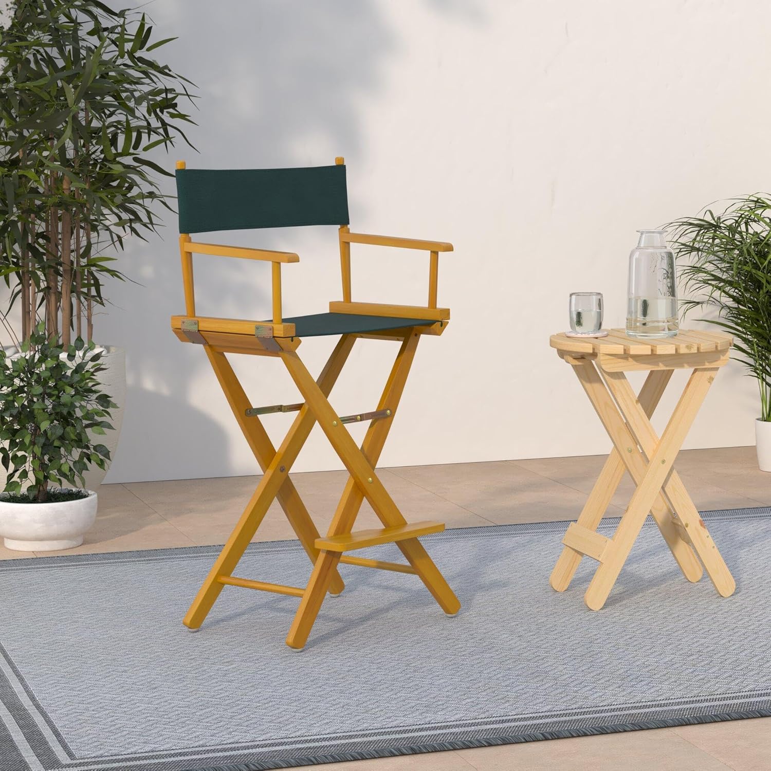 Casual Home 30" Director's Chair Honey Oak Frame-with Hunter Green Canvas, Bar Height