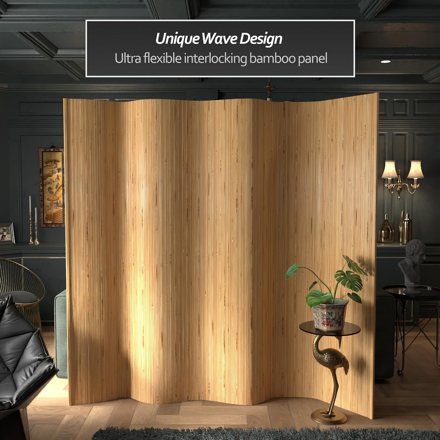 7 ft. Tall Reversible Bamboo Wave Screen - Burnt Bamboo