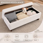 46 Inch Storage Ottoman Coffee Table, Large Upholstered Ottoman Bench with Storage, Wooden Tray and Legs for Living Room,Bedroom,End of Bed,Entryway,Beige