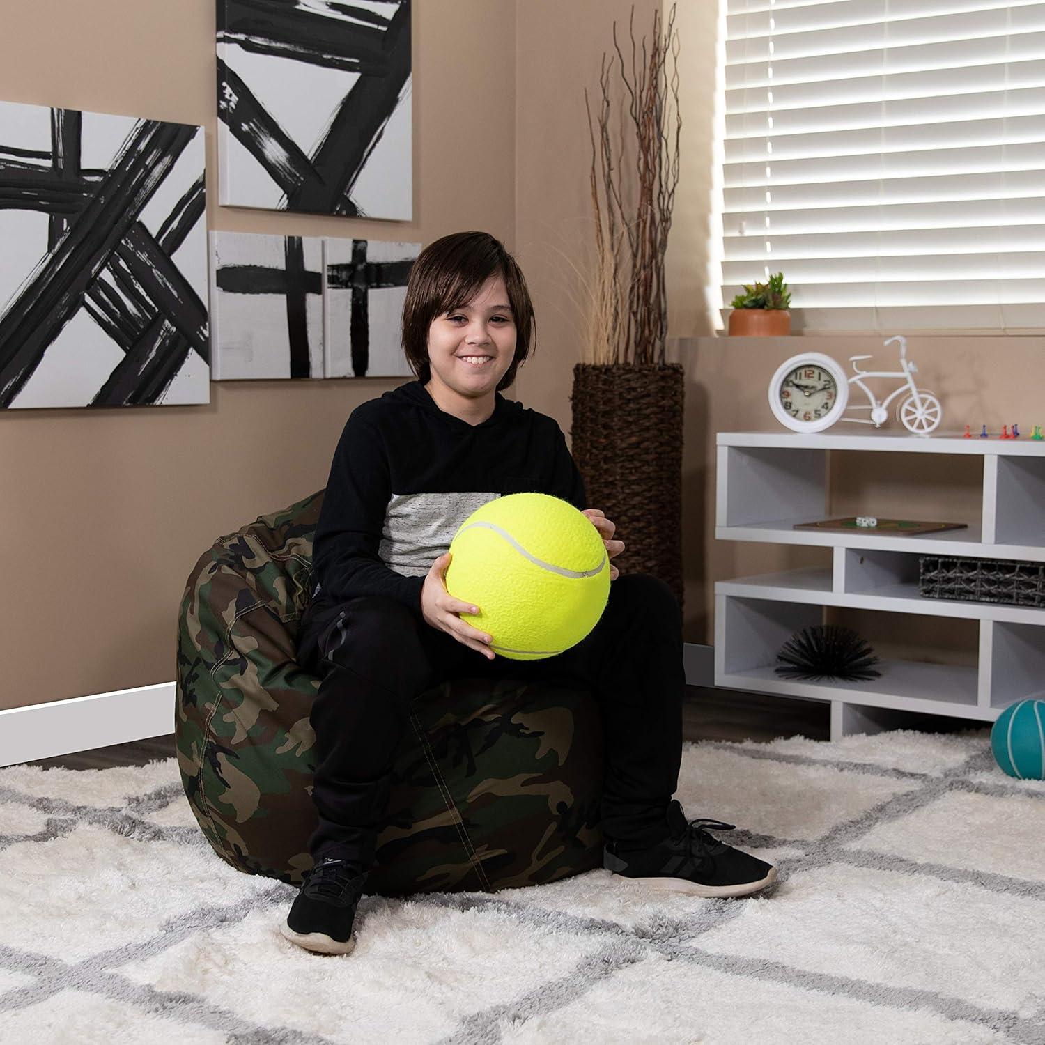 BizChair Small Camouflage Refillable Bean Bag Chair for Kids and Teens