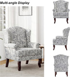 Mid-Century Modern Wingback Accent Chair, Rococo Light Grey, Set of 2 | High Back Upholstered Armchair with Solid Wood Legs, Comfy Single Sofa Reading Chairs for Living Room, Bedroom