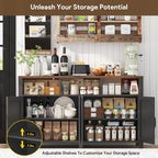 knoworld 55'' Farmhouse Buffet Sideboard with Storage, 4 Doors & Shelves, Large Wood Kitchen Storage Cabinet, Coffee Bar Buffet Table for Kitchen, Dining Room, Entryway