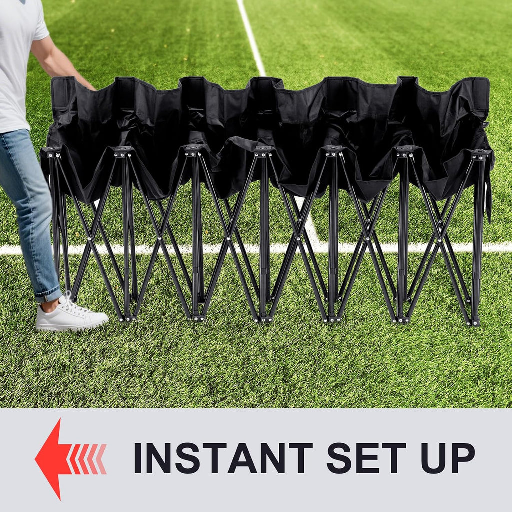 NAIZEA 6-Seat Sports Bench, Folding Bench Chair Sideline Benches with Back, Stadium Seats Camping Chairs Portable Team Benches for Soccer & Football Sidelines, Tailgating, Camping & Events,2 Pack