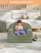 GAOMON Kids Sofa Chair, Sherpa Convertible Toddler Couch with Washable Cover, Crown Design Comfy Children's Reading Chair, Fold Out Sofa Bed for Playroom, Nursery, Girls & Boys (Half Round)