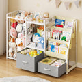 Twinkoo Kids Bookshelf and Toy Storage, Large 3 Tier Book Shelf for Kids Rooms, Sling Baby Bookcase with Stuffed Animal Storage, Toddler Montessori Bookshelf (Grey, 3 Column)