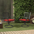 NUU GARDEN Outdoor Patio Swivel Chair Set of 2 Iron Dining Rocker Chairs, with Padded Cushions, for Patio, Garden, Backyard and Balcony, Black and Beige Color