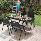 4FT Folding Table Heavy Duty 350 LBS, 3 Adjustable Heights Fold-in-Half Portable Table with HDPE Waterproof Top for Camping, Party, Craft, Card Game - Coffee Table to Dining Height, Indoor Outdoor