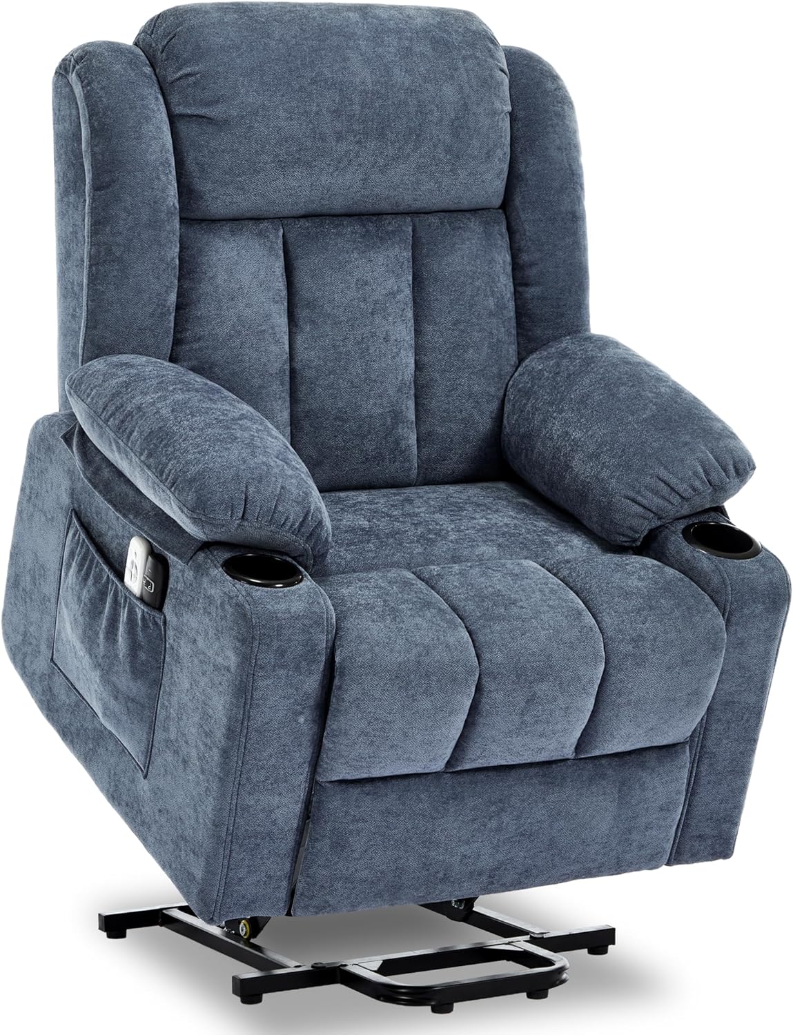 Power Lift Recliner Chair for Elderly with Massage and Heat, Recliner Chairs for Adults, Upgraded Fabric Reclining Sofa Chair with USB & Type-C Ports, L1288 (Blue)