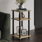 3-Tier End Table with Open Shelves, Natural Oak