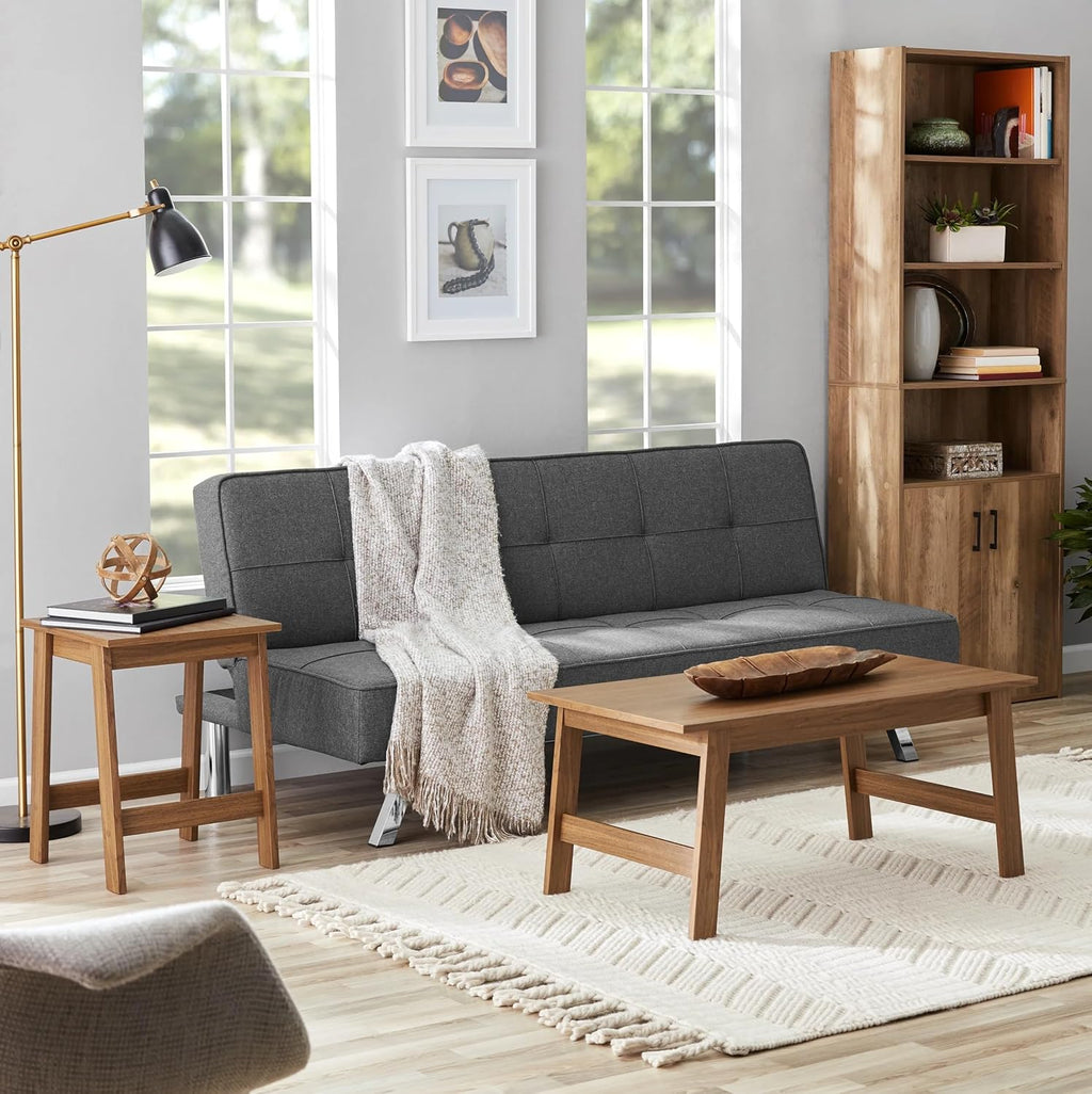 Small Square Premium Wood Side Table - Sturdy Space-Saving Walnut Finish End Table for Living Room Bedroom Sofa Bedside Balcony Home Office