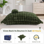MAXYOYO Giant Bean Bag Chair with Pillow, 3 in 1 Convertible Bean Bag Chair | Removable Floor Cushion Stuffed Floor Lounger for Adults with Washable Cover, Lazy Chair for Living Room, Bubble Green, Full