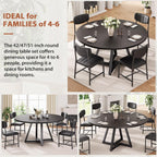 Jocoevol Round Dining Table Kitchen Dining Room Circle Dinner Pedestal Table for 4, Space Saving Wood Kitchen & Dining Room Furniture (Black)
