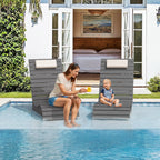 HDPS Pool Lounge Chairs Set of 2, Use in Pools Lounge Chairs up to 10-Inches of Water, Chaise Chairs with Headrest, Lounge Chair Outdoor, Fade-Resistant Pool Lounger for Deck