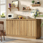 knoworld Buffet Cabinet with Storage, Outlet & Adjustable Shelves, Sideboard Cabinet with Double-Arc Doors, Classic Modern Wood Console Table & Credenza for Dining Room & Entryway