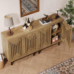 Tribesigns Set of 2 Sideboard Buffet with Storage, 59" Buffet Sideboard Cabinet with Adjustable Shelves, Accent Storage Cabinet for Living Room, Natural