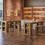 Tribesigns 70.87-Inch Extra Long Bar Height Table, Farmhouse Bar Table with Open Storage Shelves, Rectangular High Top Pub Tables for Kitchen, Dining Room, Living Room, Basement, Bistro, Rustic Brown