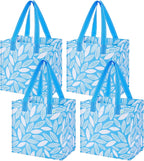 VENO 4 Pack Reusable Grocery Shopping Bags, Heavy-Duty Tote Bags with Handles, for Shopping Cart with Hard Bottom to Stand Upright, Foldable (Spring Breeze, 4 Pack)