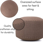 BIRDROCK HOME Outdoor Pouf Ottoman | Hand Woven Waterproof Foot Stool with Bead Bag Filling | Boho Foot Rest for Patio, Living Room, Porch & Outdoor Seating | Lightweight, Soft Stuffed Chair | Brown