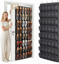 48 Pockets Over the Door Shoe Organizer, Large Mesh Hanging Shoe Rack, 6-Column Heavy Duty Shoe Storage for Sneakers and Heels, Behind Door Holder for Entryway Bedroom Dorm College, Black