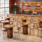 Tribesigns Round Bar Table, 39.4-Inch Bar Height, Bistro Pub Table for Kitchen, Living Room, Small Space, Brown (Only Table)