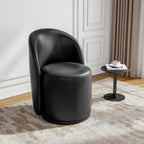 Lumibee Faux Leather Swivel Barrel Dining Chairs Set of 4, Modern Upholstered Round Dining Chairs with 360° Rotation, Comfy Armless Accent Makeup Vanity Chair for Dining/Living Room Kitchen, Black