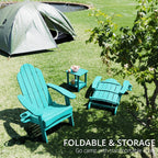 LUE BONA Folding Adirondack Chair Set of 2, HDPS Weather Resistant Outdoor Patio Chair for Balcony Garden, 350lbs Heavy Duty, One-Step No-Pin Folding, Wood Grain Texture, Fire Pit Seating, Aruba Blue