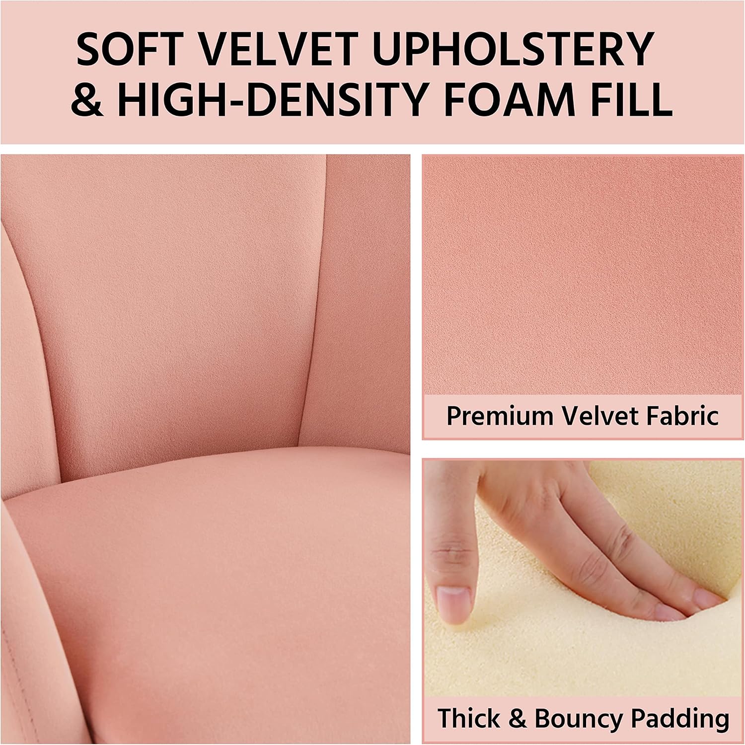 Yaheetech Flower Shape Vanity Chair with Petal Armrests, Pink | Velvet Makeup Chair no Wheels with Golden Metal Legs, Modern Side Armchair with Back for Living Room/Bedroom/Home Office