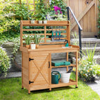 Yaheetech Outdoor Potting Bench, Large Horticulture Work Table Workstation with Storage Cabinet Shelf & Planting Working Console for Patio/Lawn/Garden - Wood