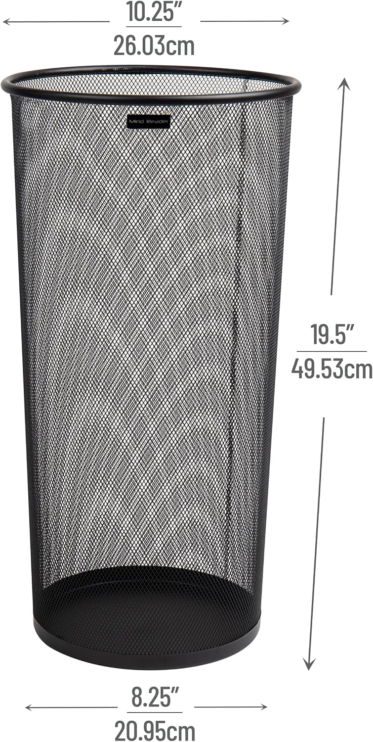 Mind Reader Umbrella Stand, Multi-Purpose Mesh Storage Stand, Organizer for Office and Entryway, Metal Mesh, Black