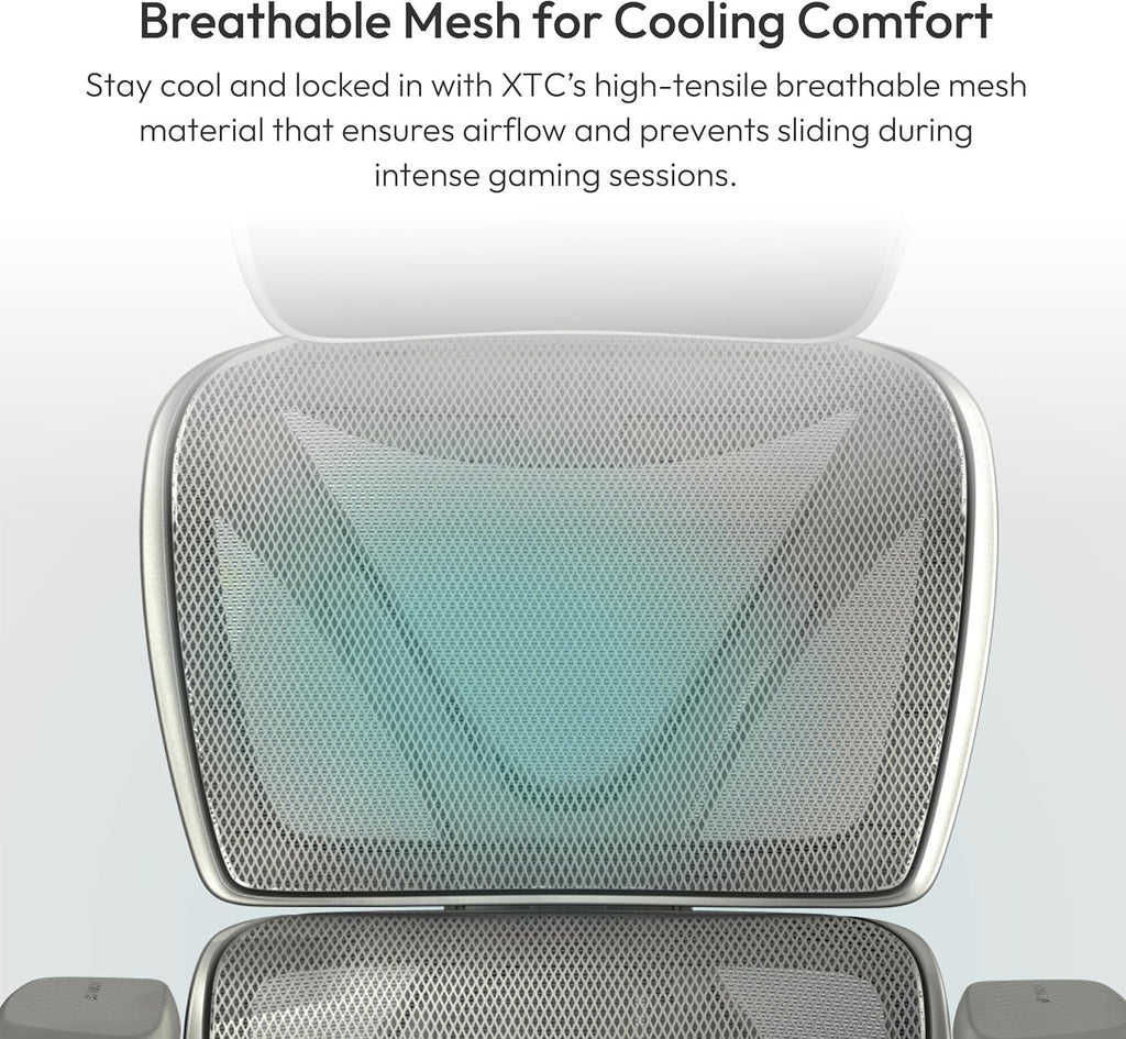 ThunderX3 XTC Ergonomic Office Chair, for Adults Gaming Chair, High Back Desk Chair, Synchronous Tilt, Self-Adjusting Lumbar Support and Backrest, Adjustable Headrest, Breathable Mesh, Grey