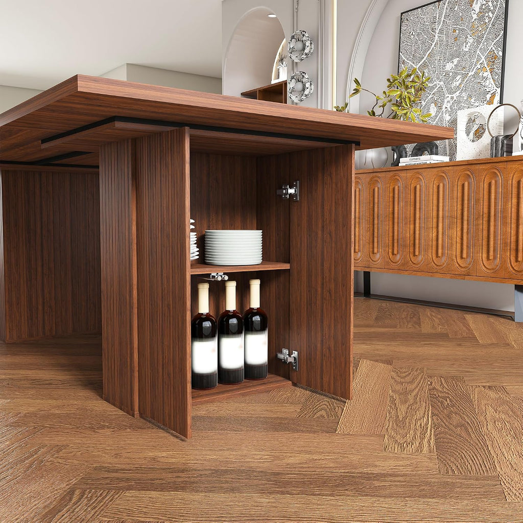 79" Wood Dining Table, Walnut Brown Wood Grain