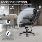 Big and Tall Office Chair 750lbs, Executive Office Chair with Adjustable Headrest&Lumbar Airbag Support, PU Leather High Back Heavy Duty Desk Chair 5D Flip Arms, Ergonomic Thick Spring Cushion, Black