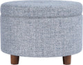 HomePop 24" Large Round Storage Ottoman - Blue Gray Woven Fabric